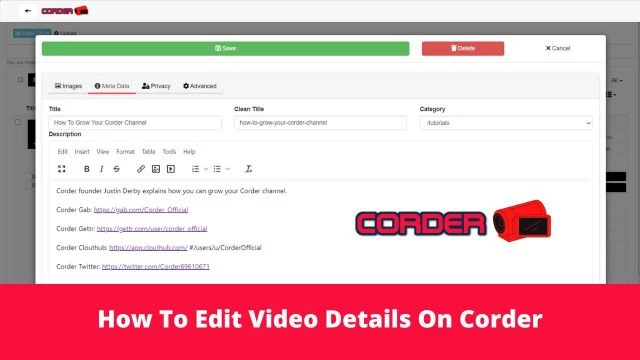 How To Edit Video Details On Corder